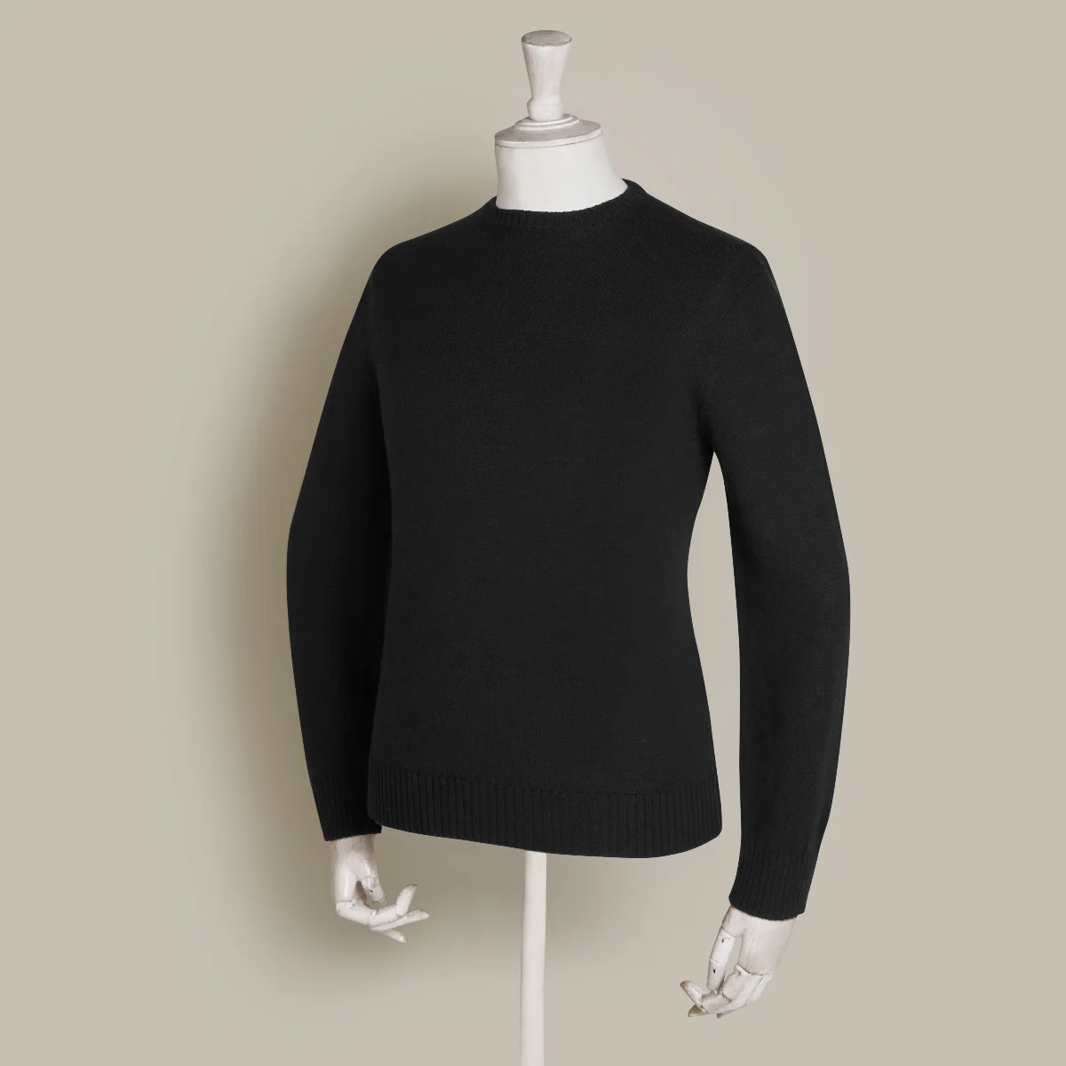 Soft Extrafine Merino Wool Sweater in Black - Image 2