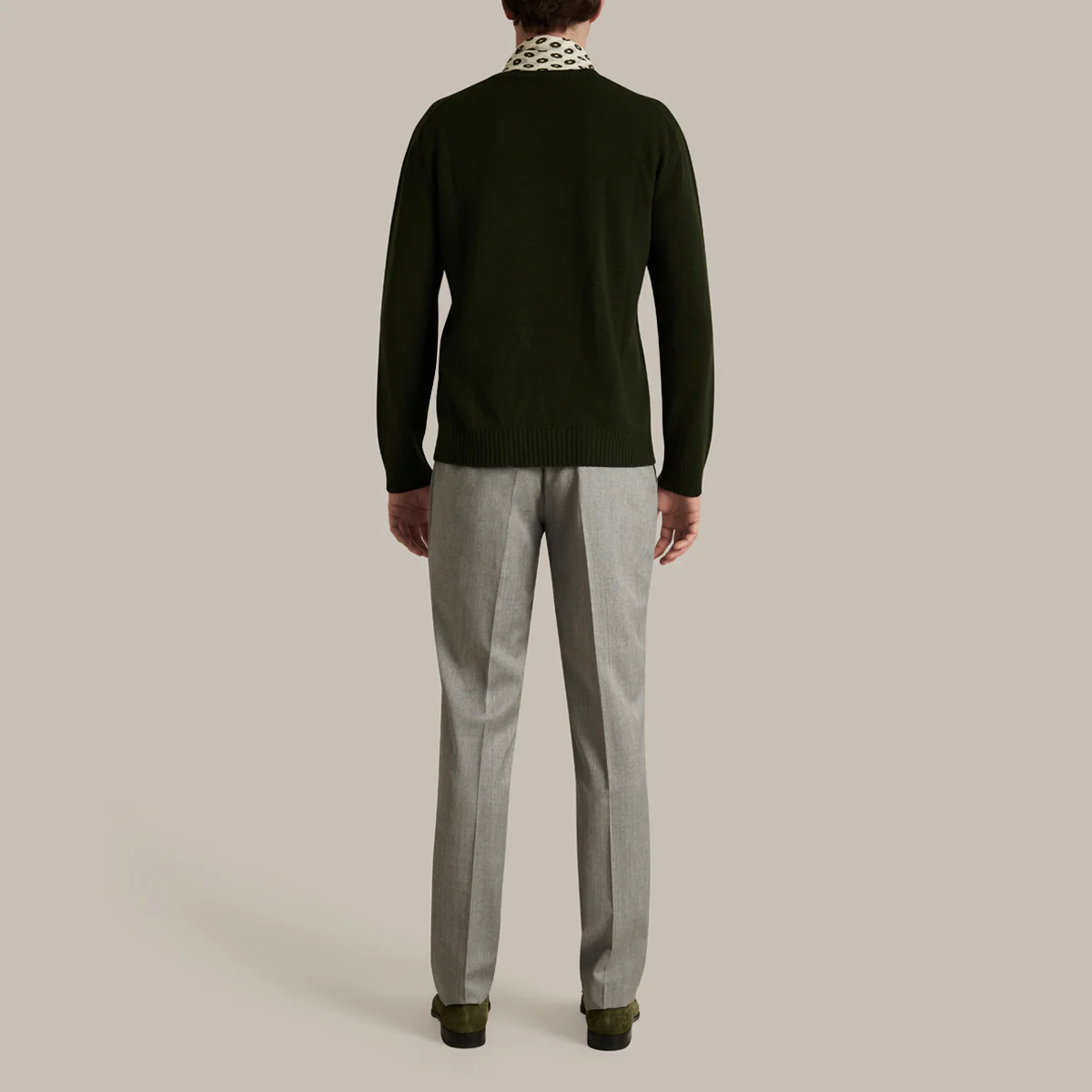 Soft Extrafine Merino Wool Sweater In Khaki - Image 4
