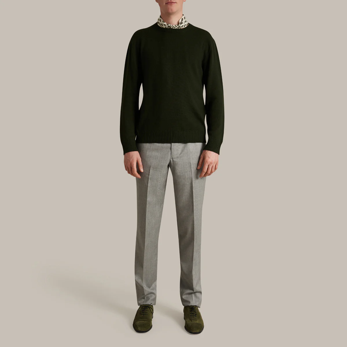 Soft Extrafine Merino Wool Sweater In Khaki - Image 5