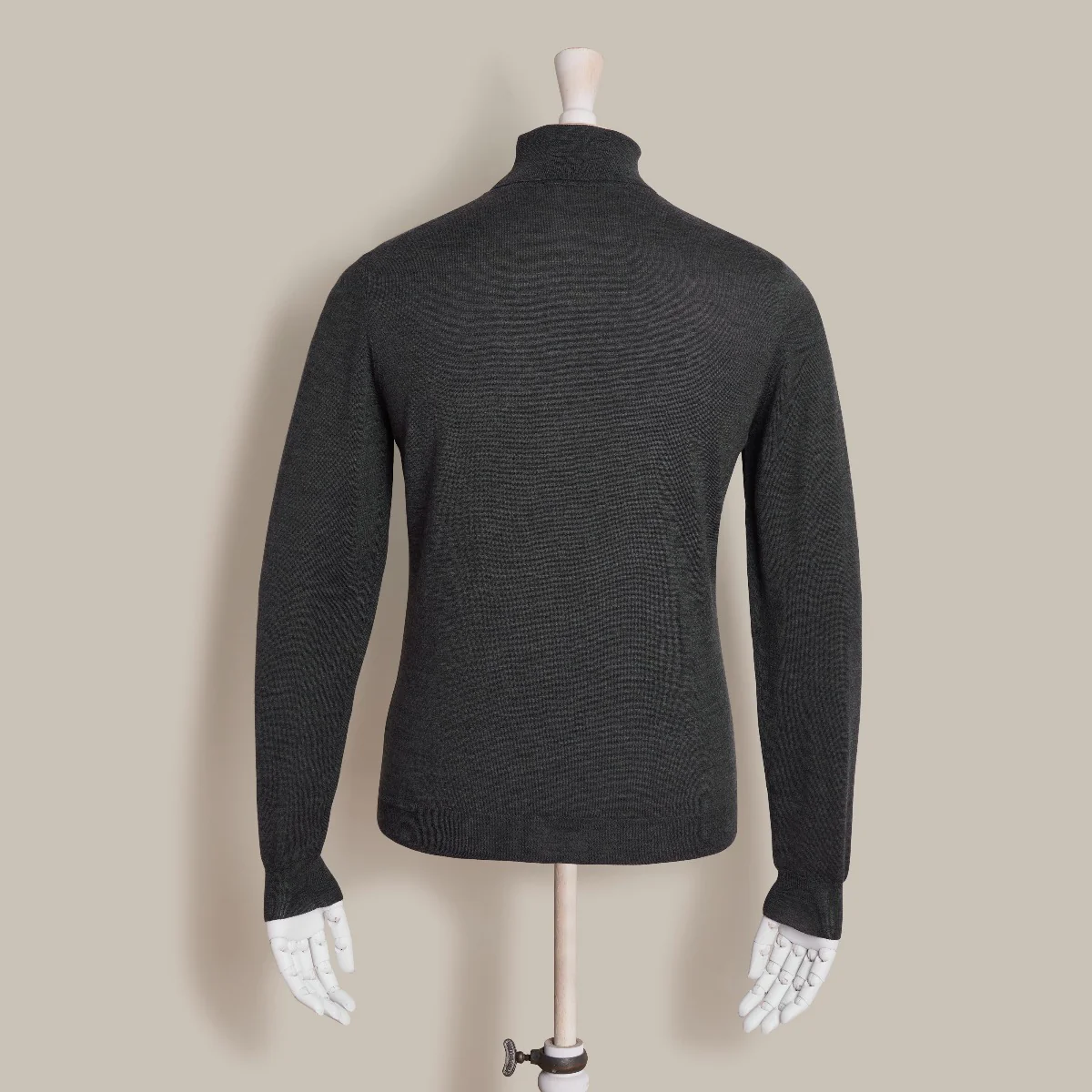 Soft Roll Neck Cashmere And Silk Sweater In Dark Grey - Image 3