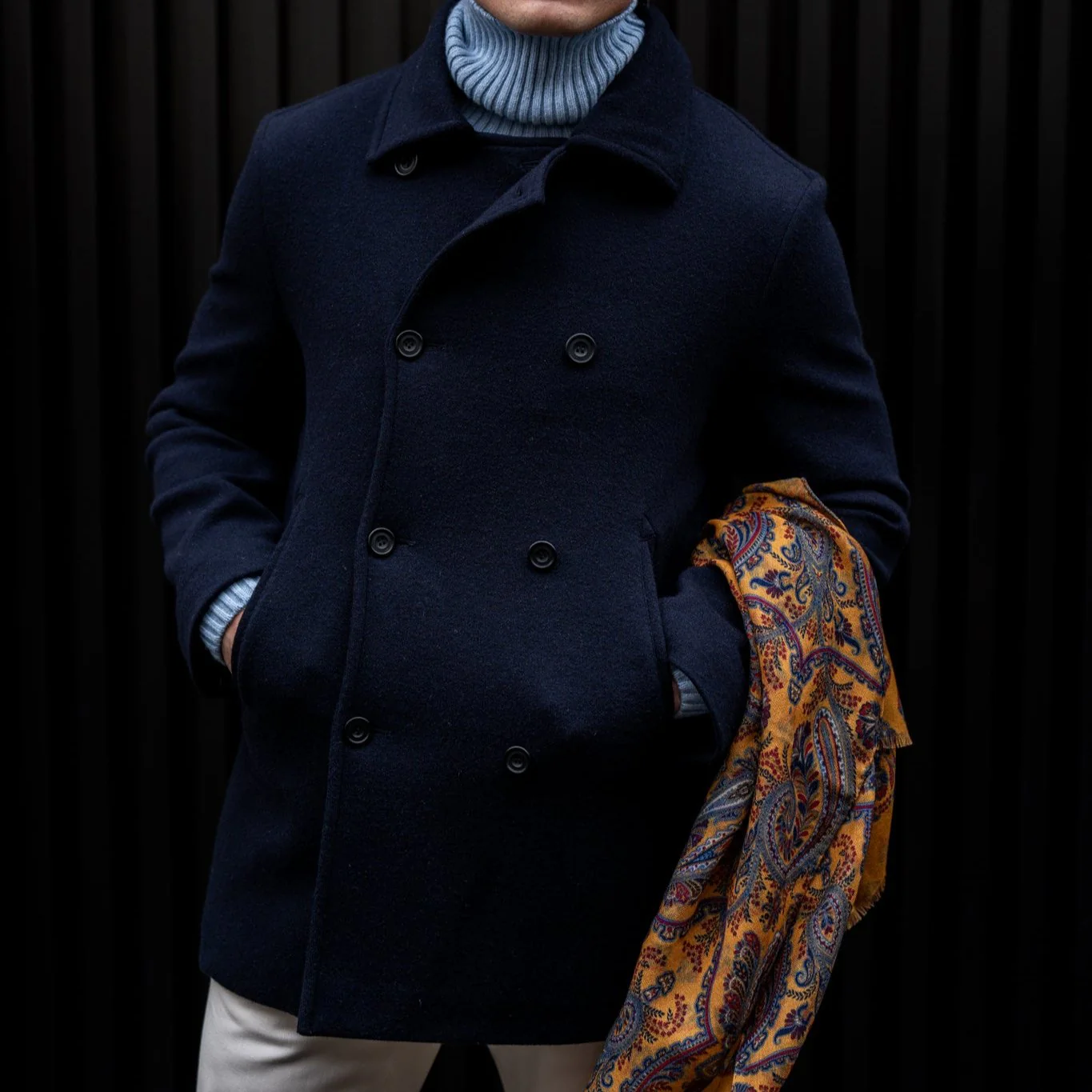 Unstructured Cashmere Blend Knitted Pea Coat - Image 2