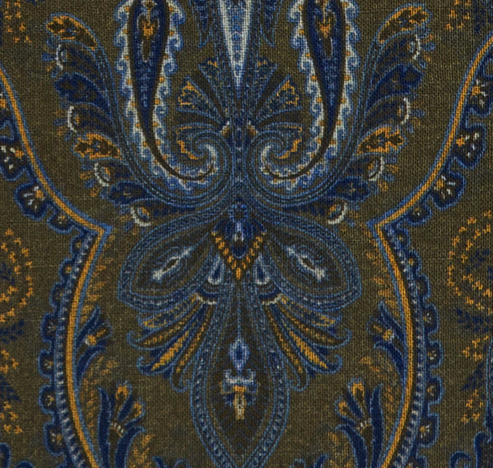 Soft Woollen Printed Scarf In Dark Olive - Image 3