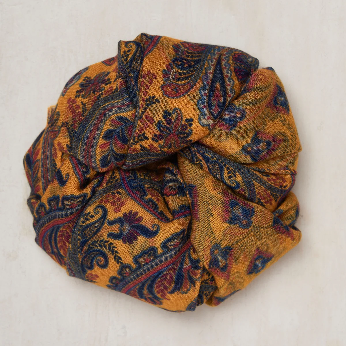Soft Woollen Printed Scarf In Yellow