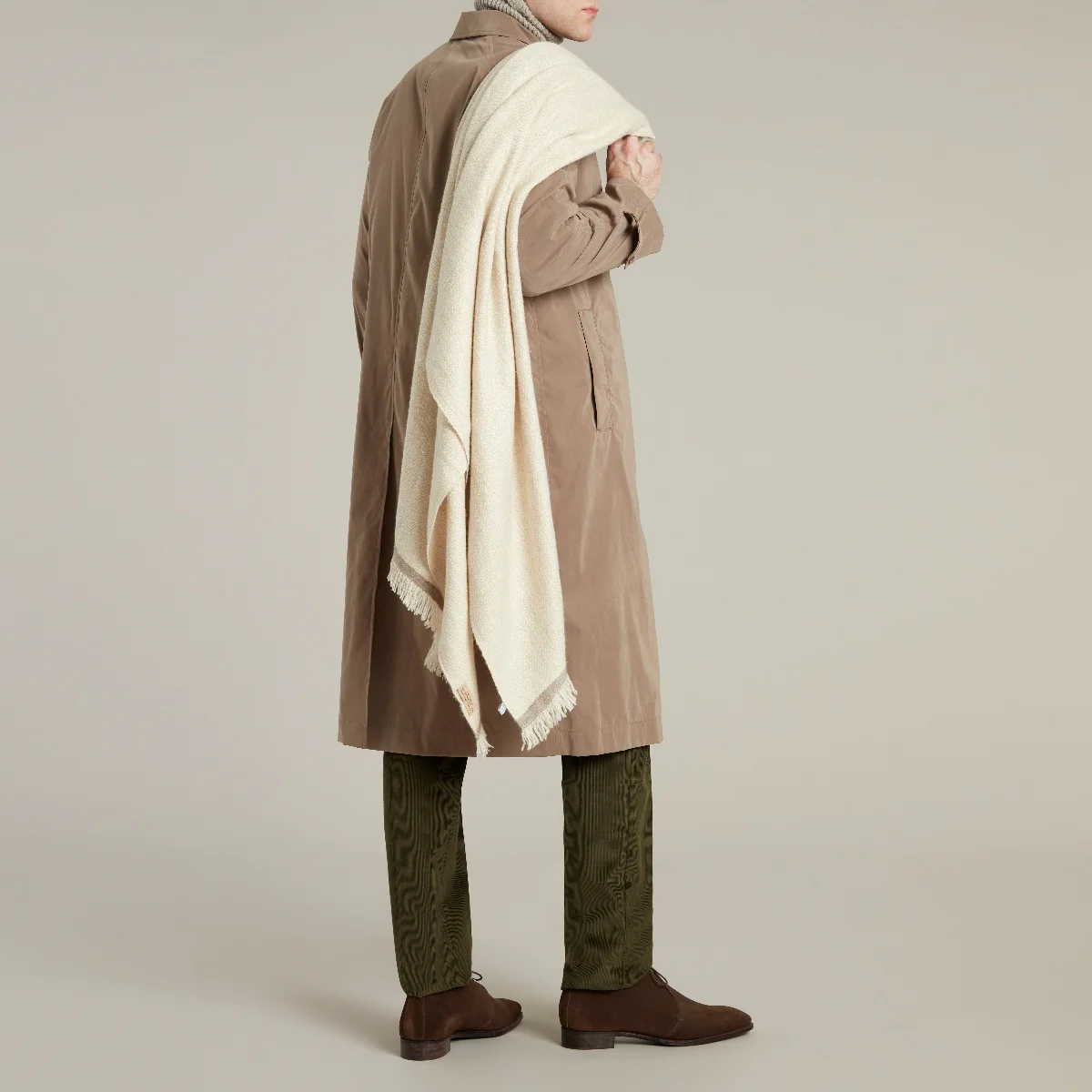 Long Microfibre Raincoat in Dark Natural - Image 3