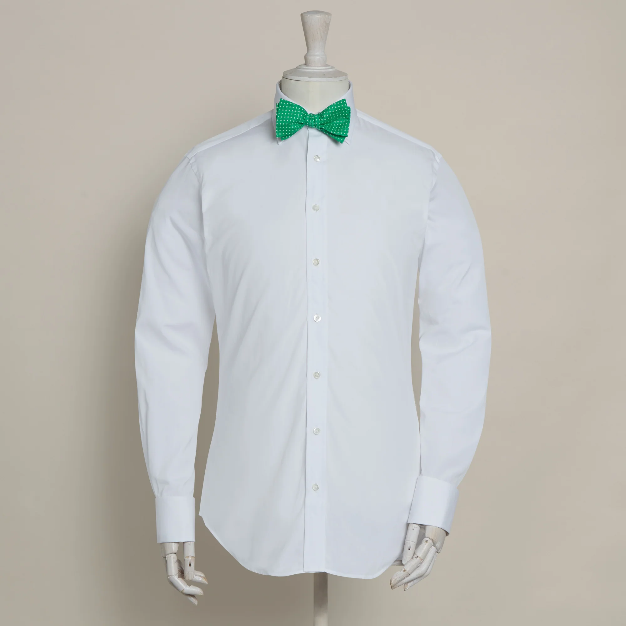 Spotted Print Silk Bow Tie In Green