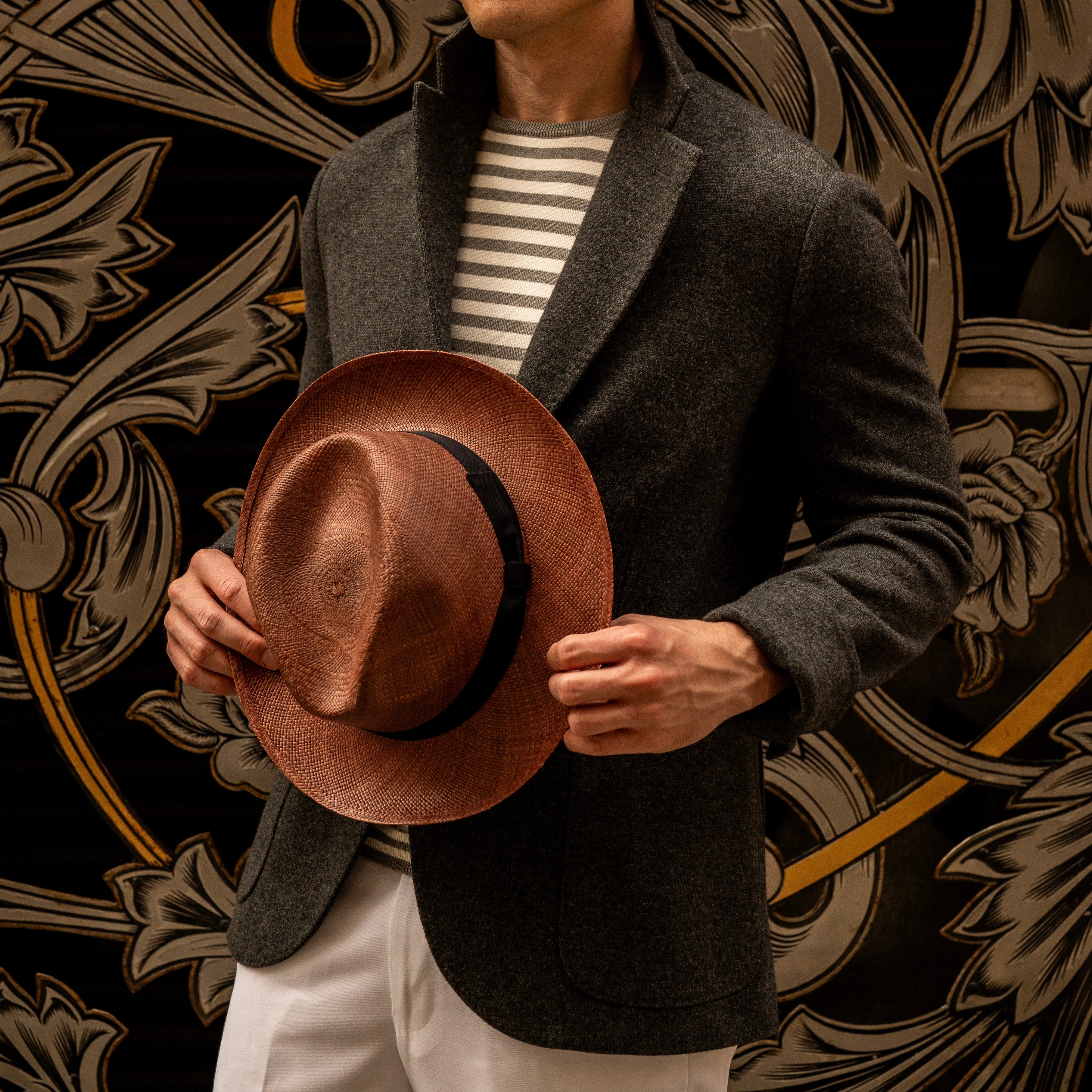 Straw Hat in Chocolate - Image 2