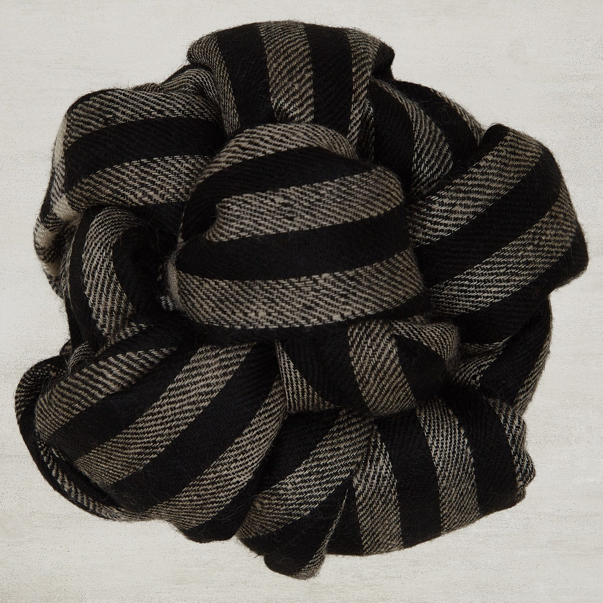 Striped Cashmere Scarf With Black And Ecru