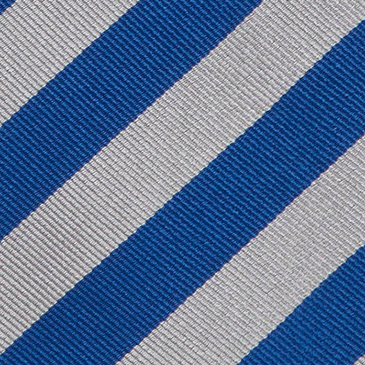 Striped Silk Woven Tie In Blue And Silver - Image 2