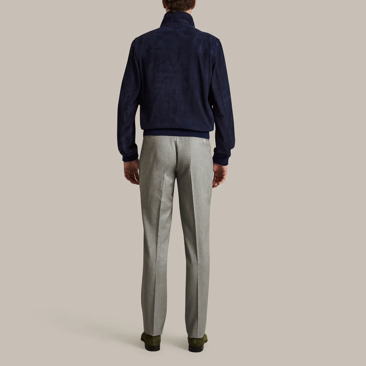 Suede Blouson Jacket In Navy - Image 3