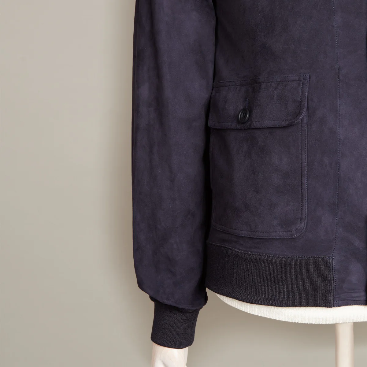 Suede Blouson Jacket In Navy - Image 6
