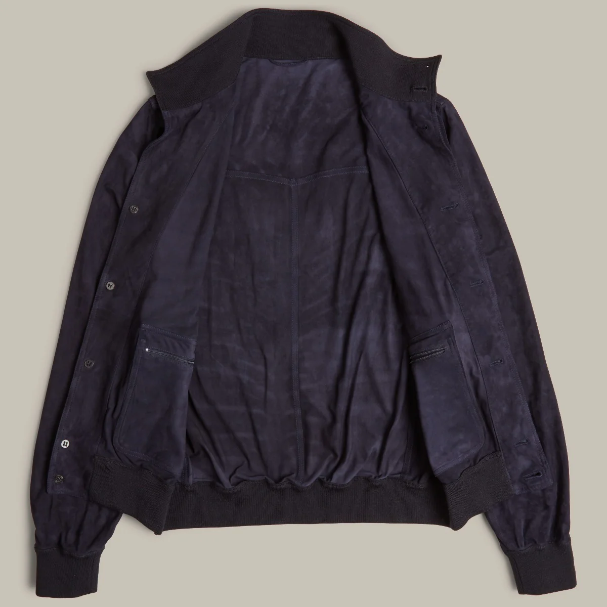 Suede Blouson Jacket In Navy - Image 7