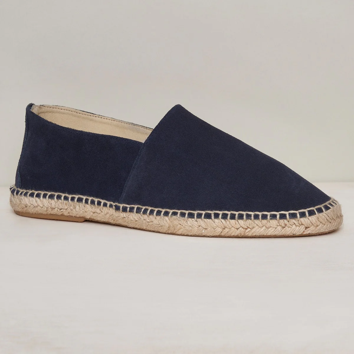Suede Espadrilles With Rubber Sole In Navy - Image 2