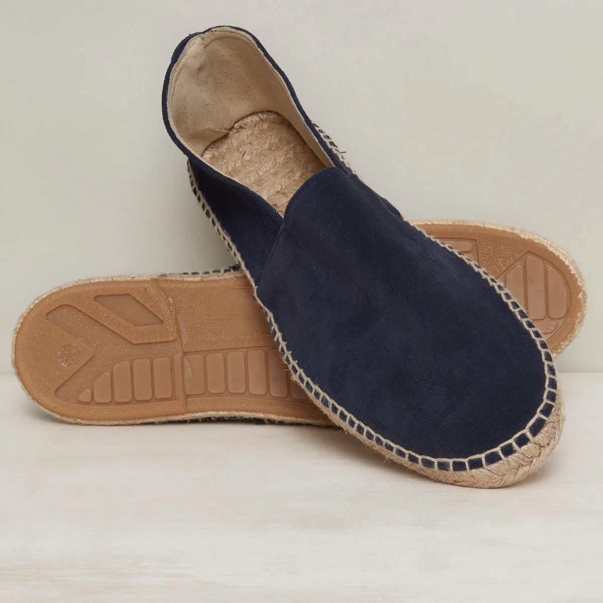 Suede Espadrilles With Rubber Sole In Navy - Image 3