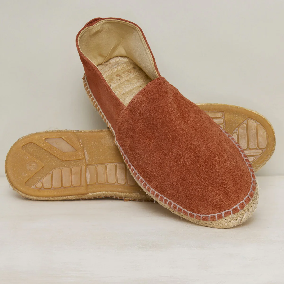 Suede Espadrilles With Rubber Sole In Rust - Image 3