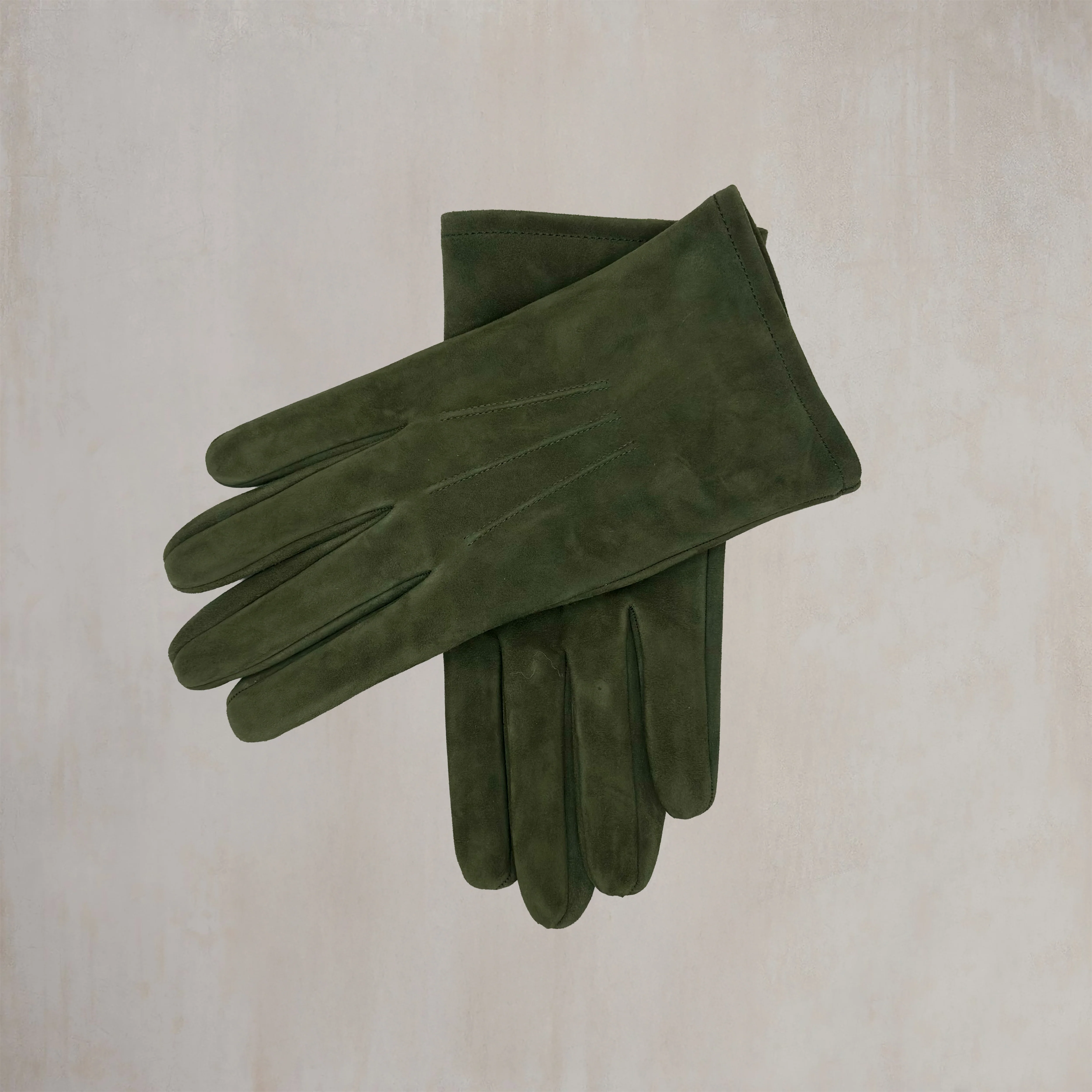 Suede Leather Gloves in Dark Green