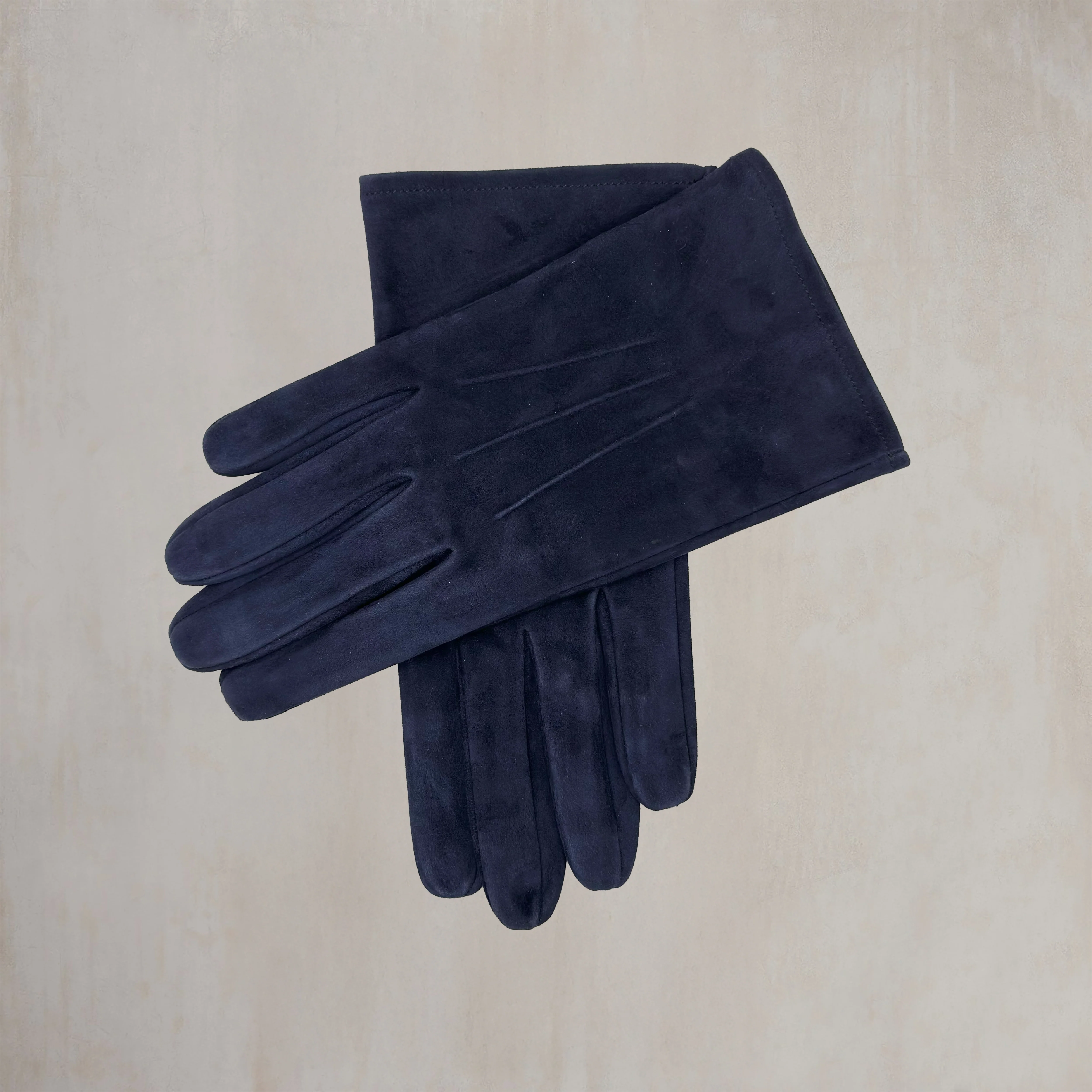 Suede Leather Gloves in Navy