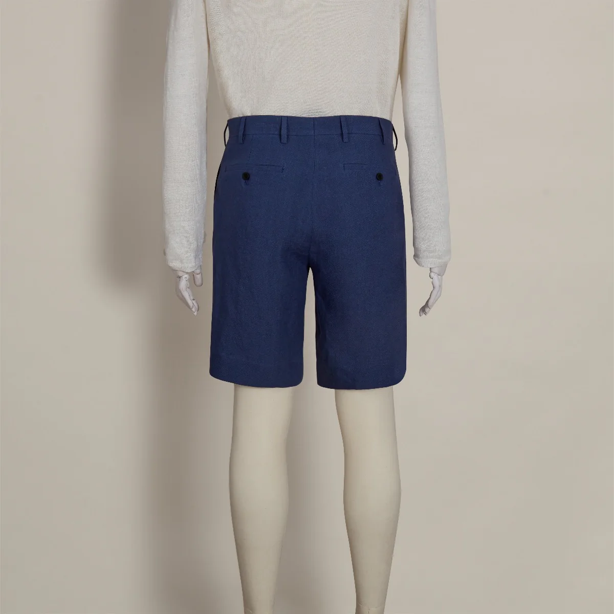 Tailored Linen Beach Shorts In Dark Blue - Image 2