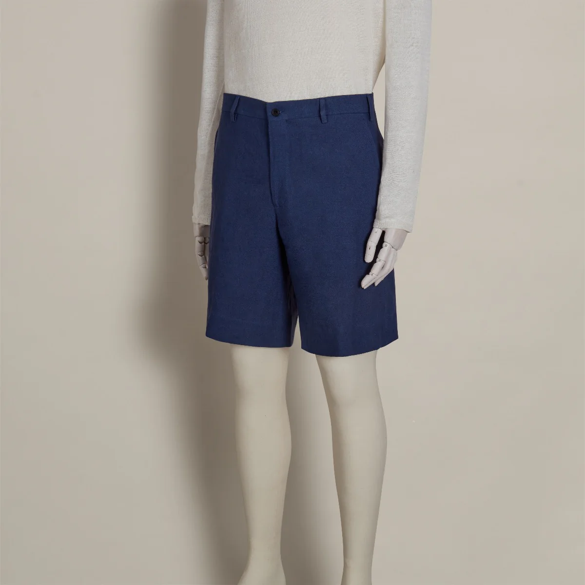 Tailored Linen Beach Shorts In Dark Blue - Image 3