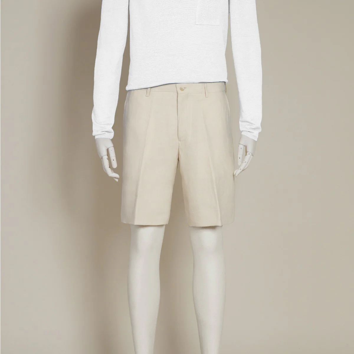 Tailored Linen Beach Shorts in Stone