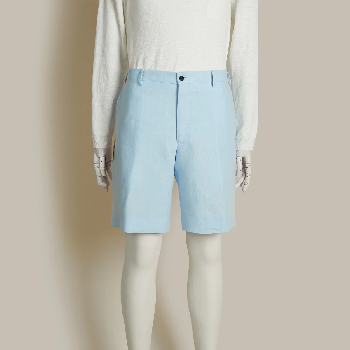 Tailored Linen Beach Shorts In Sky