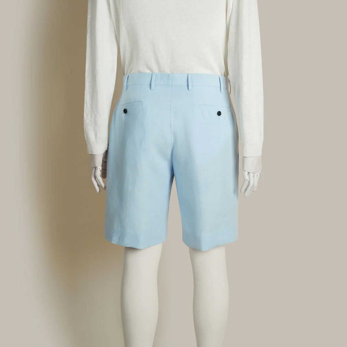 Tailored Linen Beach Shorts In Sky - Image 2