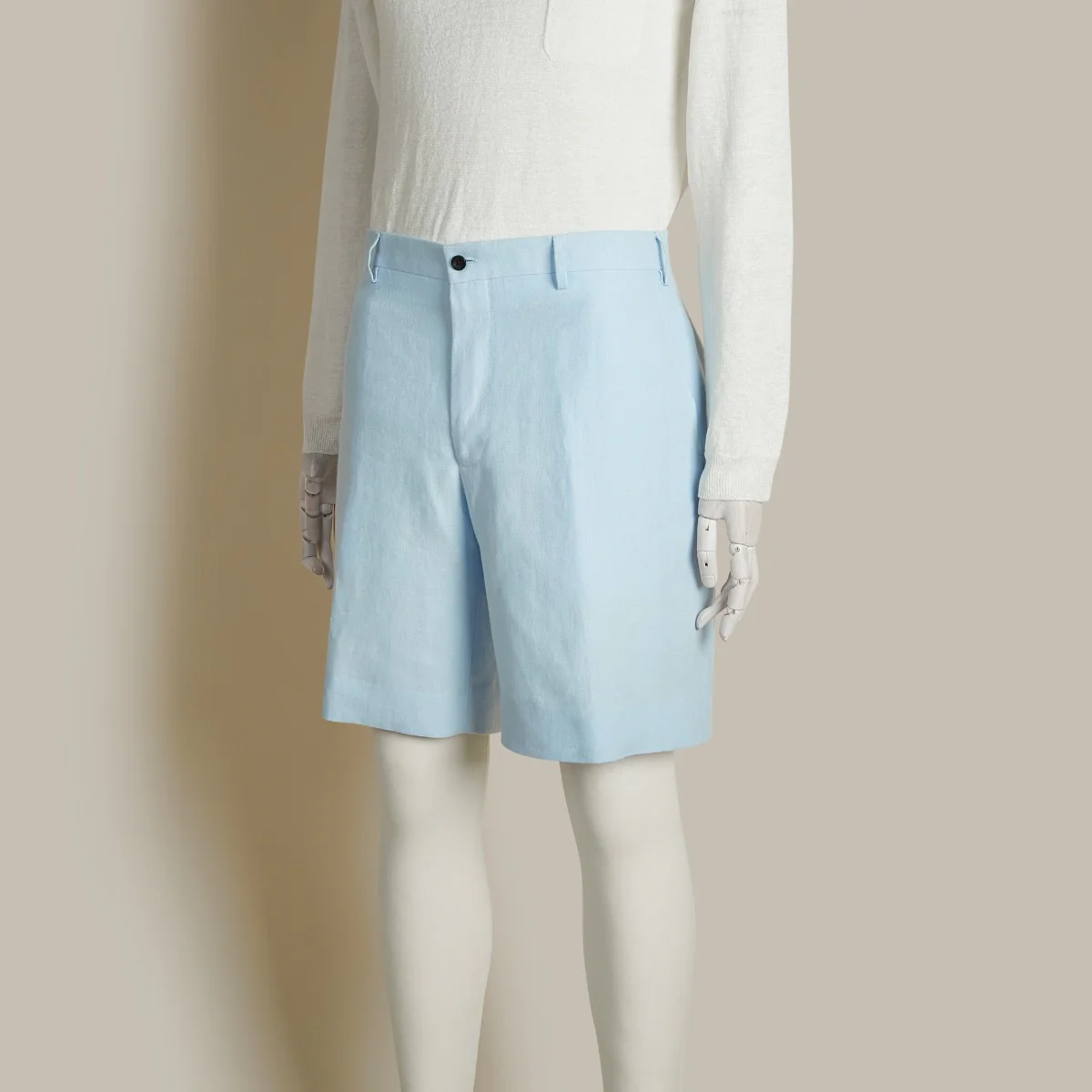 Tailored Linen Beach Shorts In Sky - Image 3
