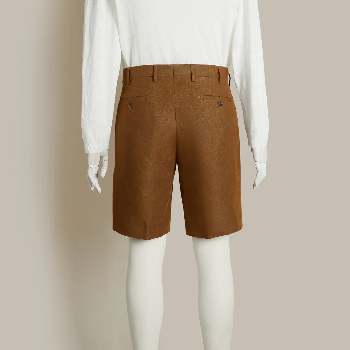 Tailored Linen Beach Shorts In Tobacco - Image 2