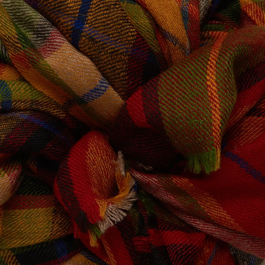 Tartan Check Cashmere Scarf In Red And Green - Image 3