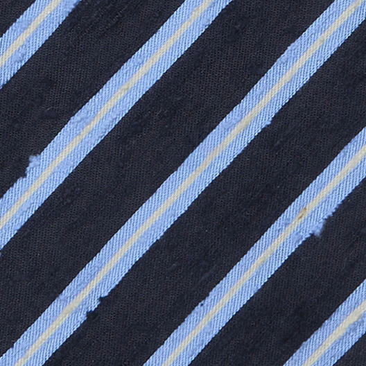 Textured Silk Tie With Diagonal Stripe In Navy And Sky - Image 2