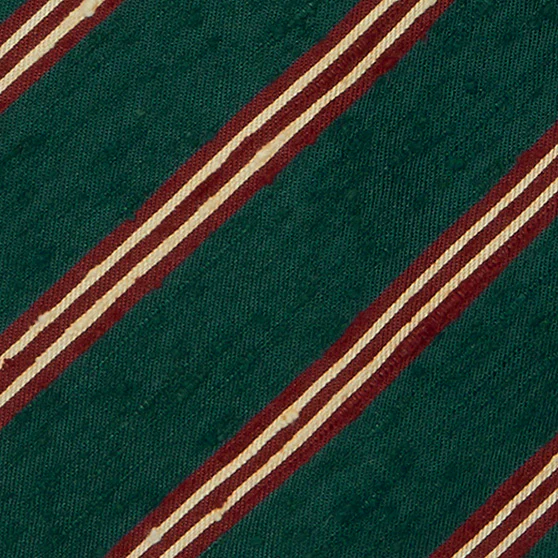 Textured Silk Tie With Diagonal Stripe in Green and Red - Image 2