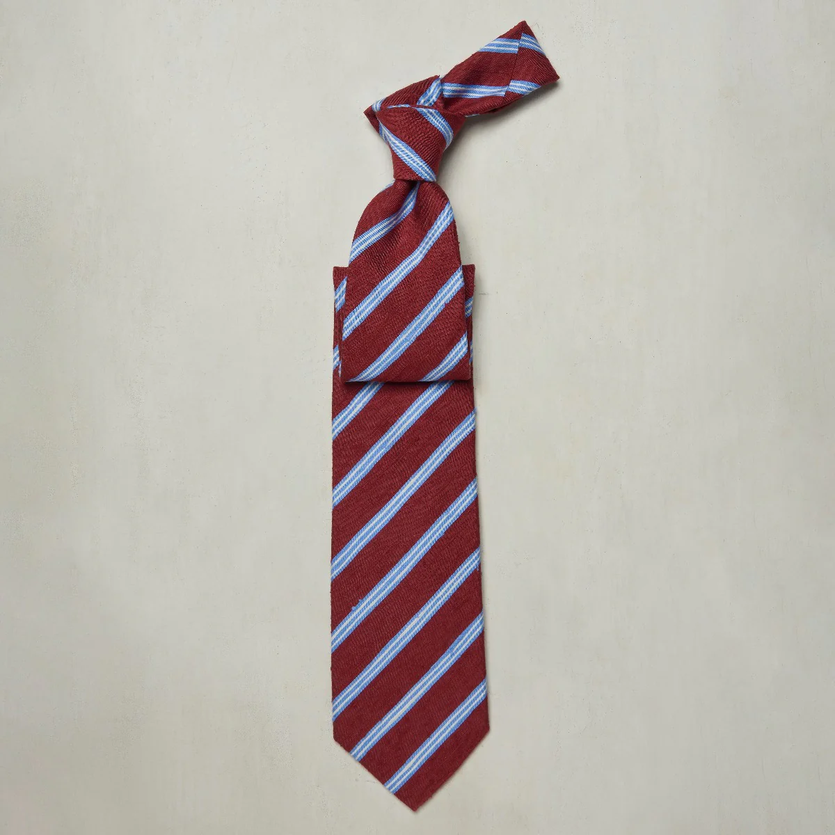 Textured Silk Tie With Diagonal Stripe in Burgundy and Sky