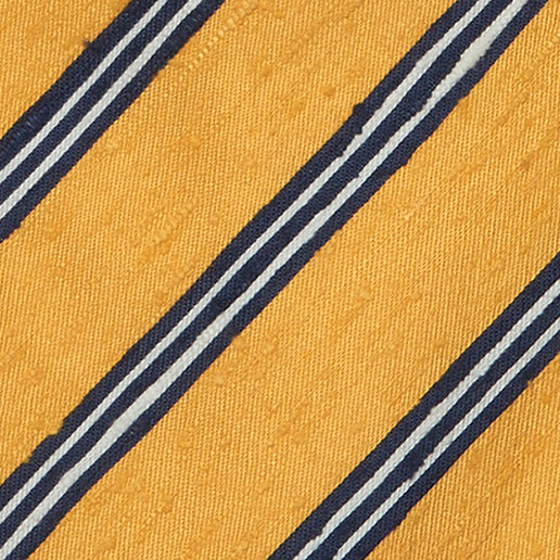 Textured Silk Tie With Diagonal Stripe in Yellow and Navy - Image 2