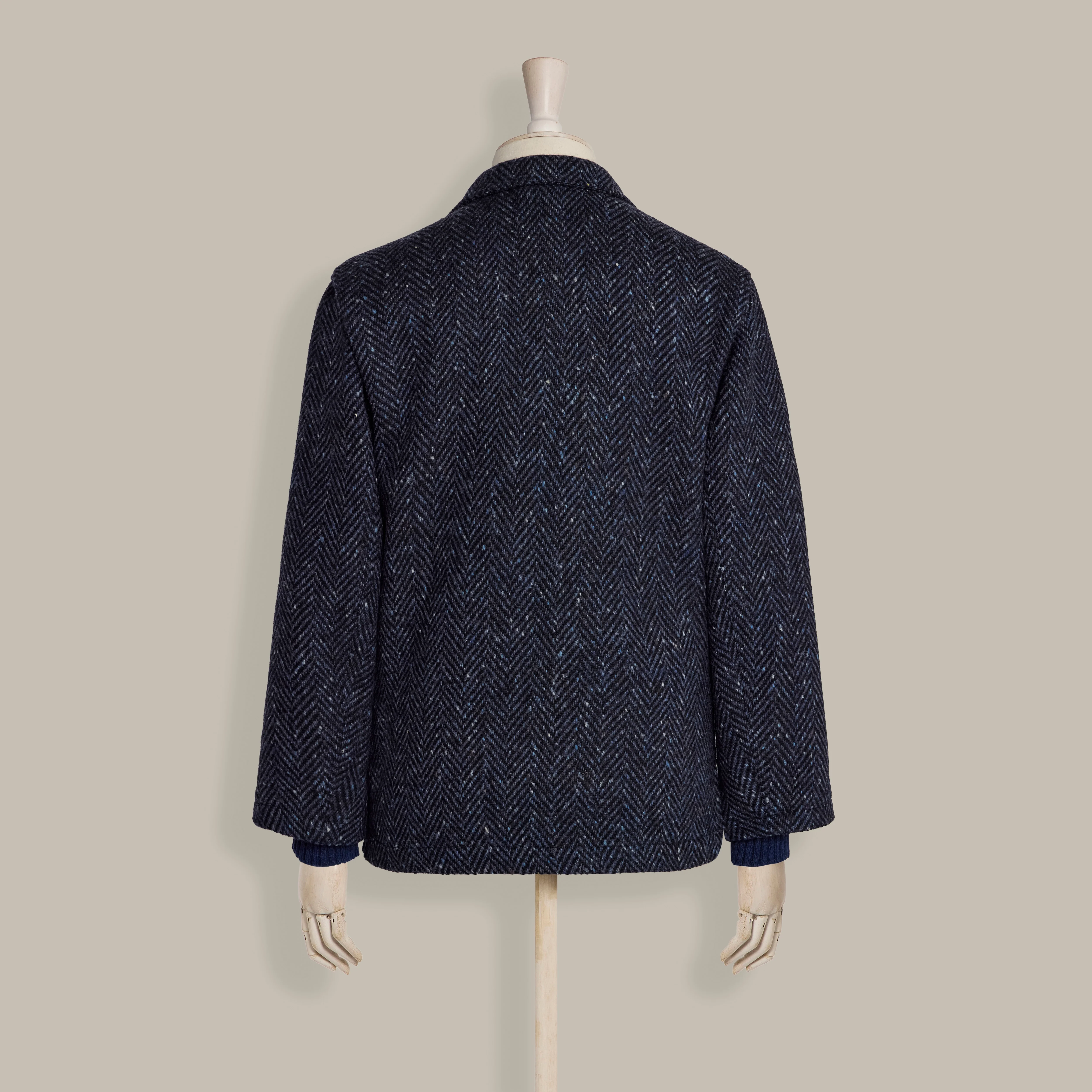 Artisan Woven Herringbone Jacket in Dark Blue - Image 8