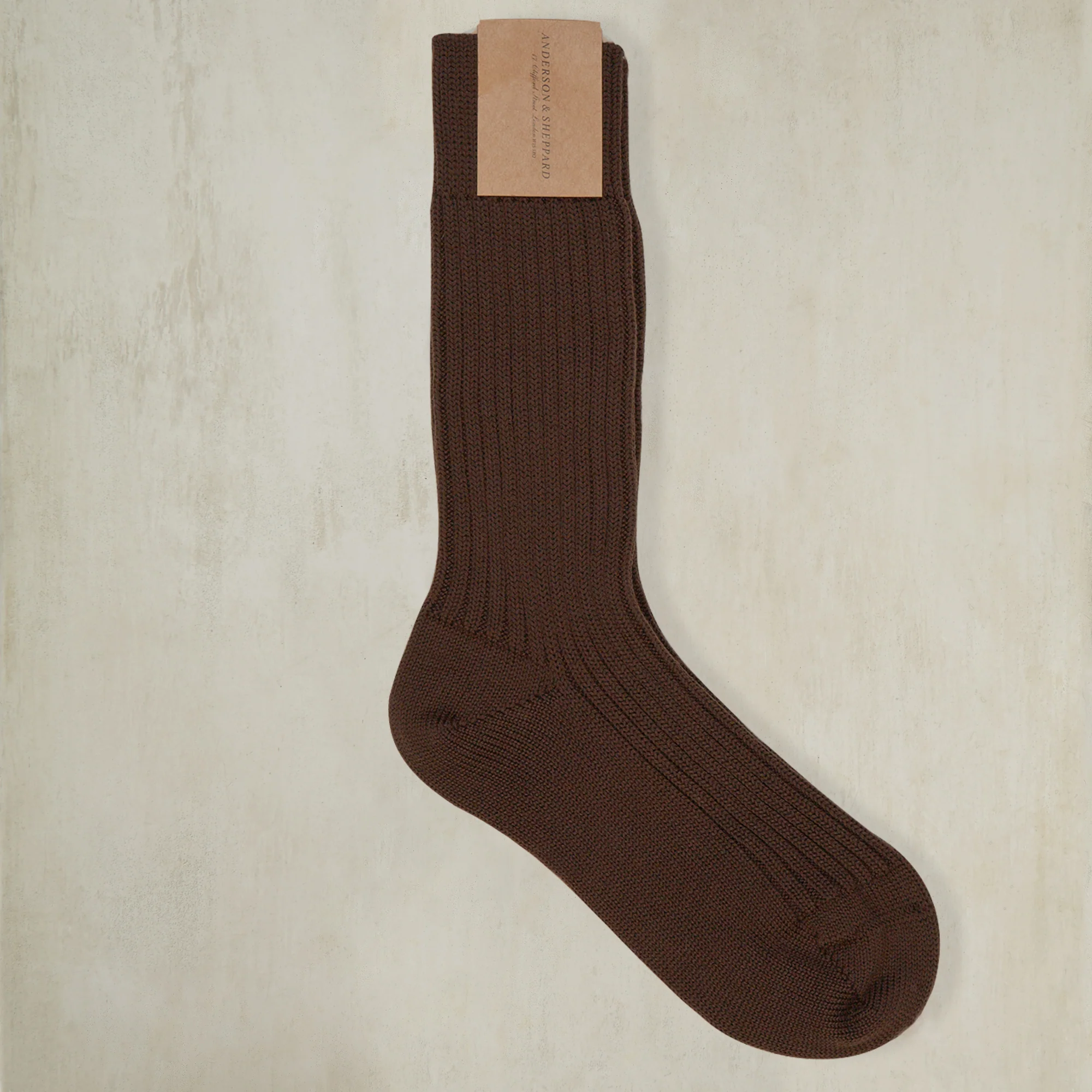 Thick Woollen Rib Socks In Chocolate - Image 2