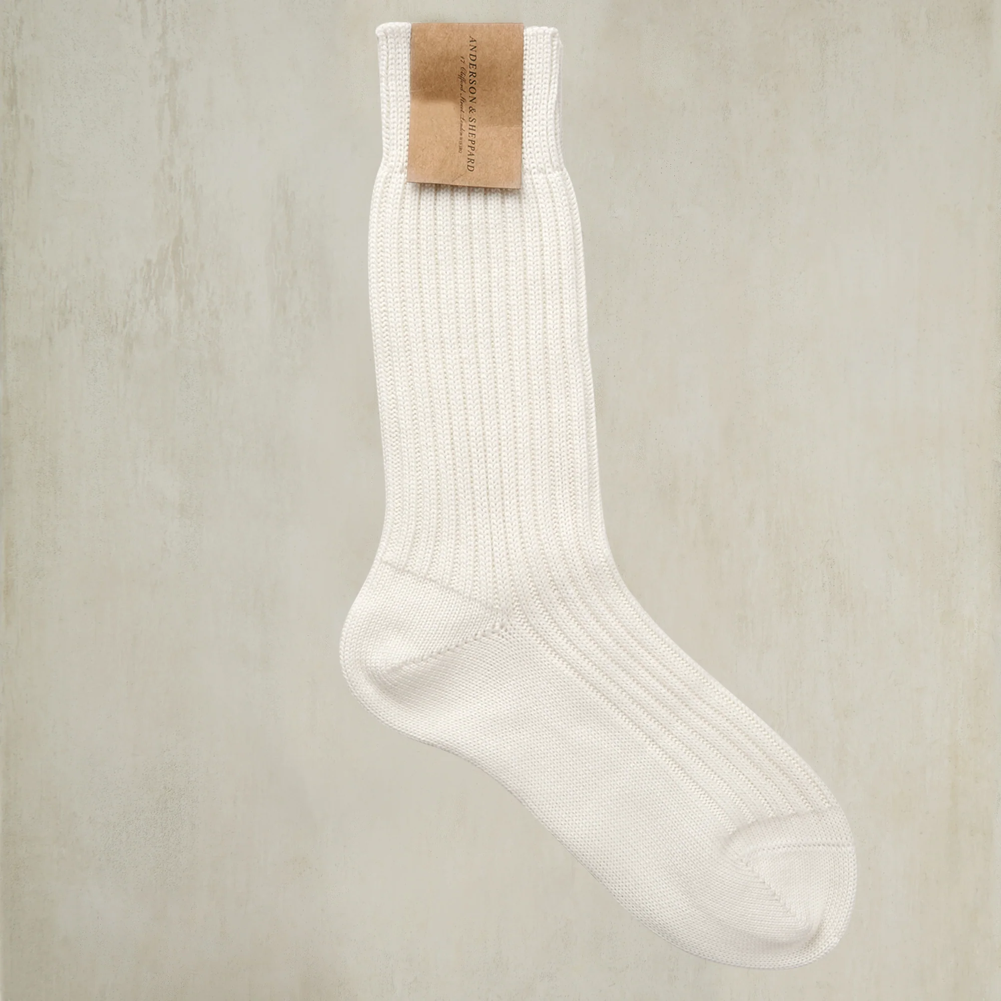 Thick Woollen Rib Socks In Cream - Image 2