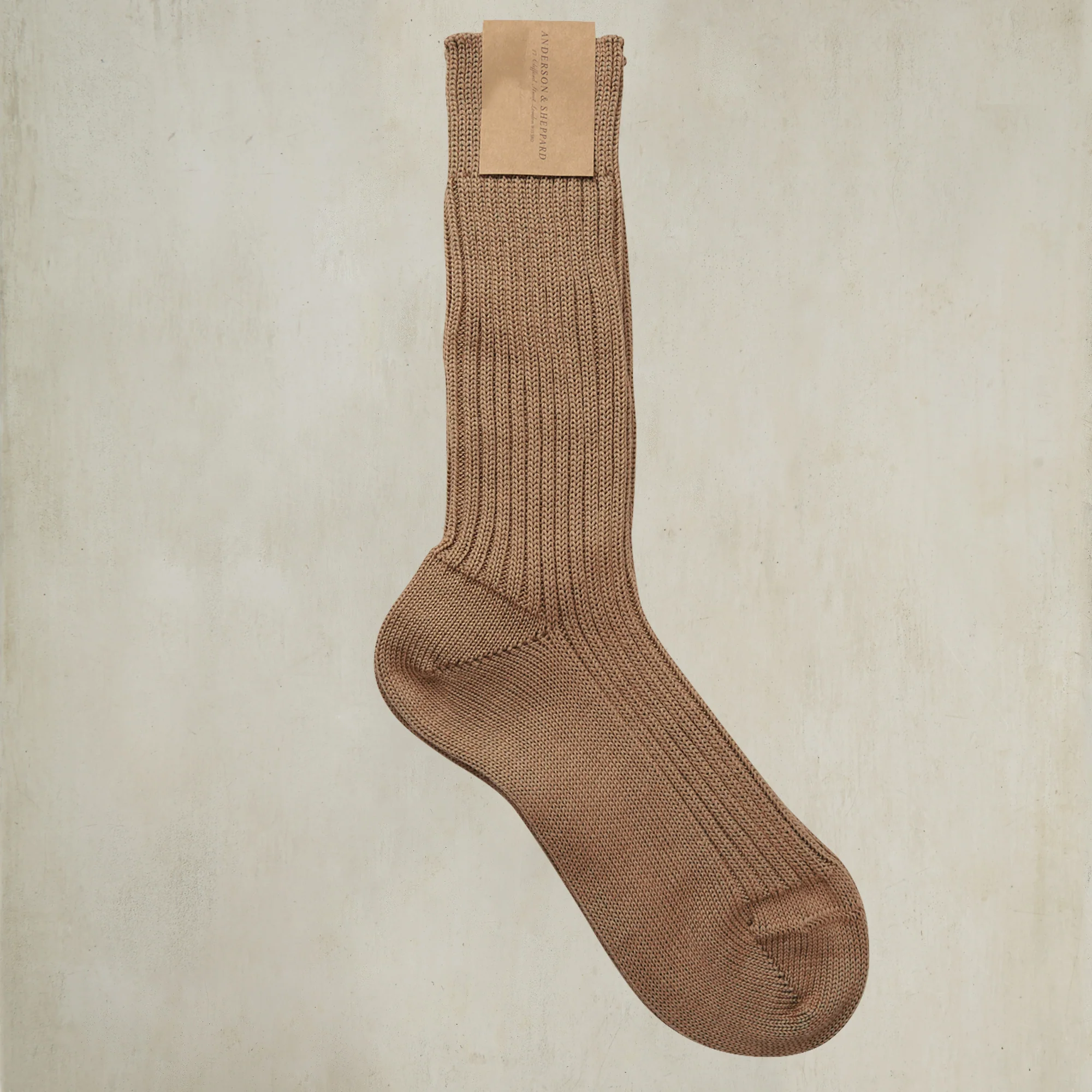Thick Woollen Rib Socks In Dark Natural - Image 2