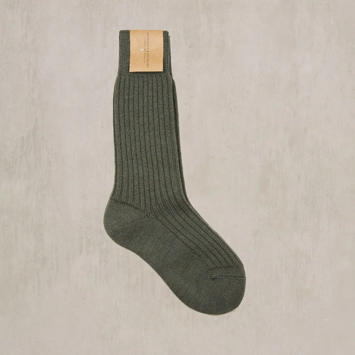 Thick Woollen Rib Socks In Olive - Image 2
