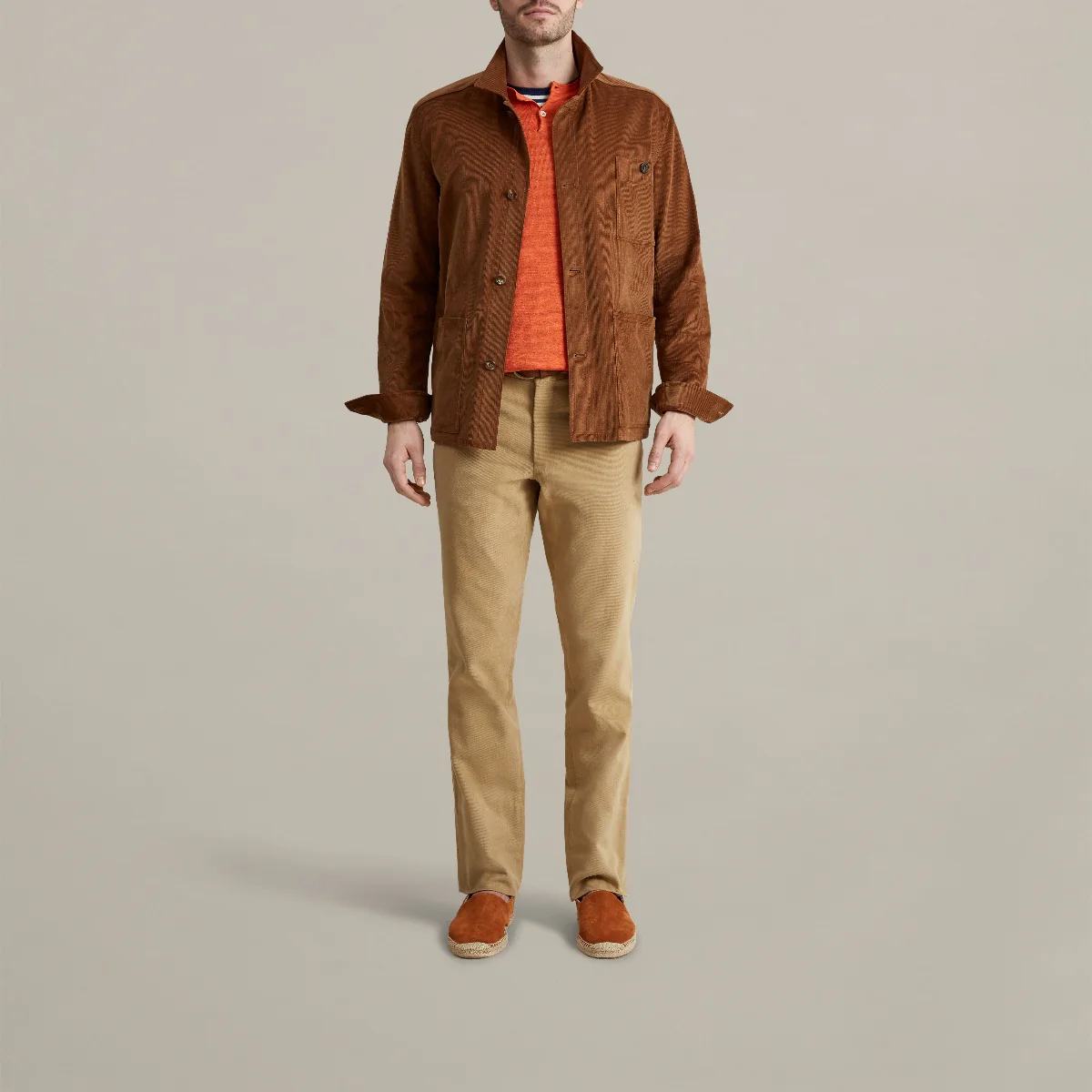 Trouser Style Three In Winter Cotton In Sand