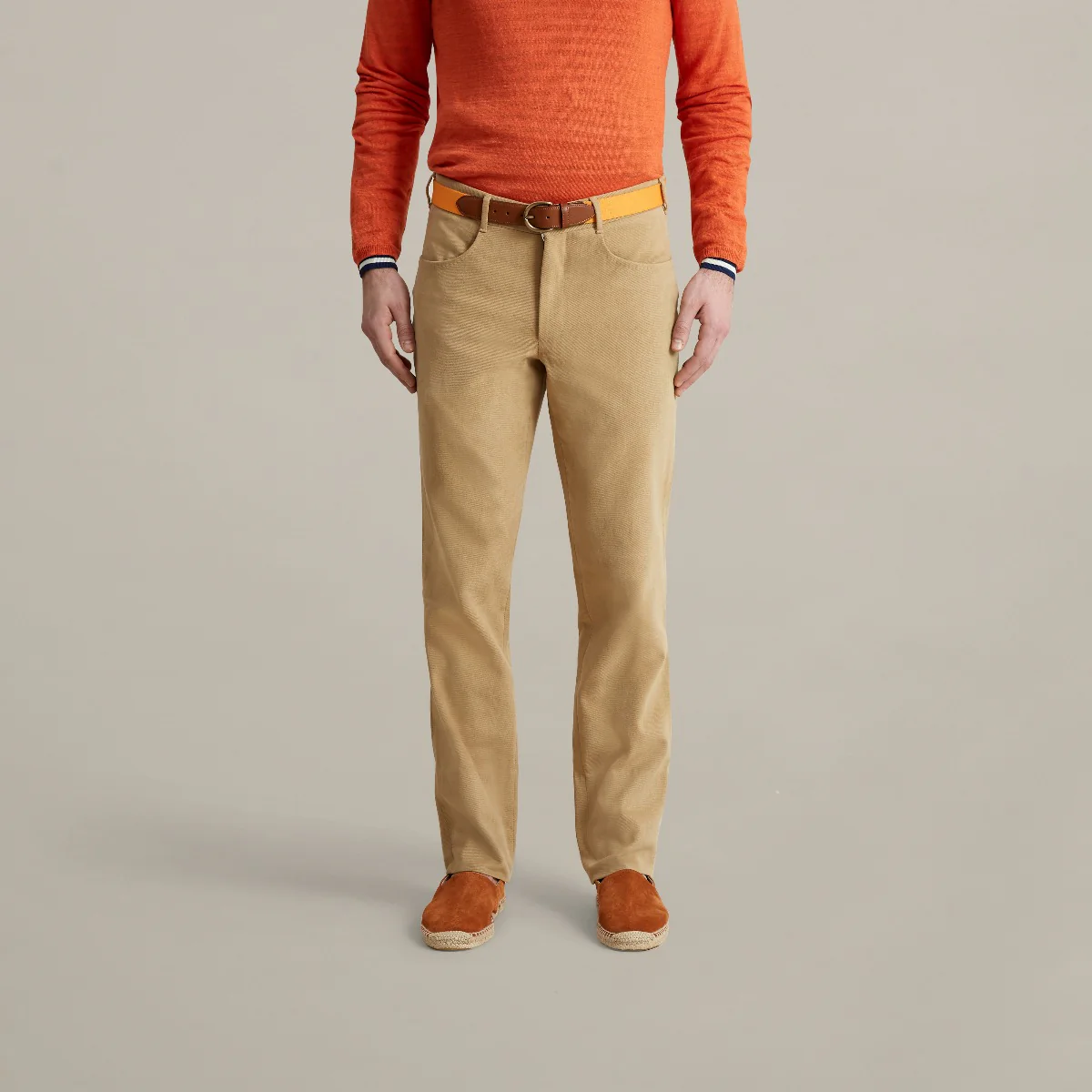 Trouser Style Three In Winter Cotton In Sand - Image 2
