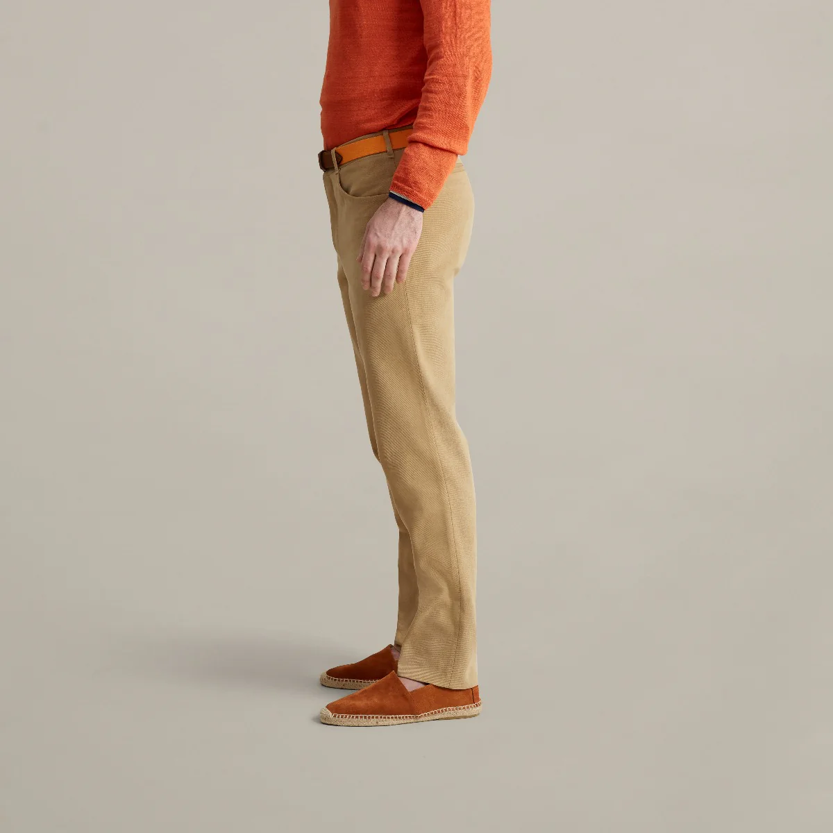 Trouser Style Three In Winter Cotton In Sand - Image 4