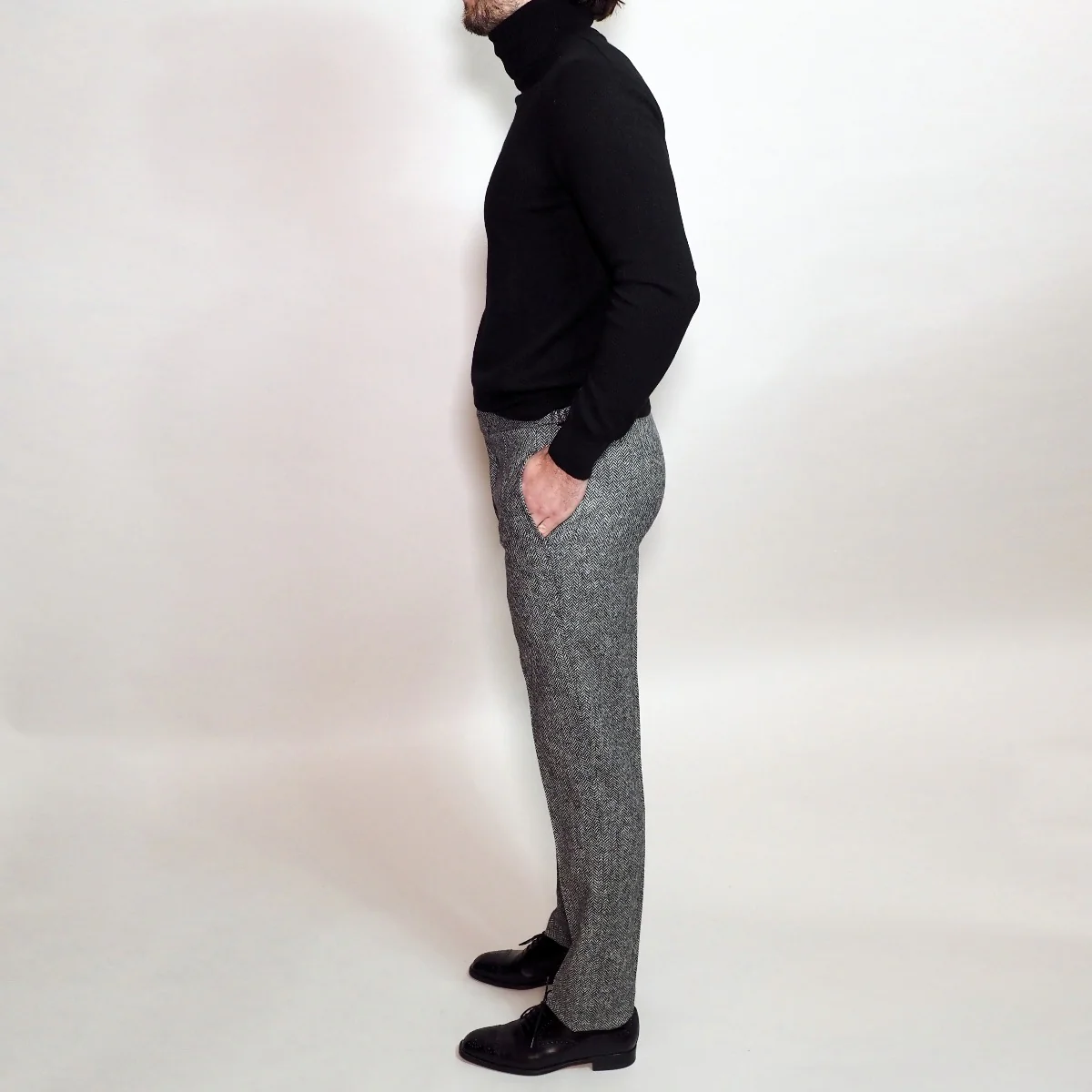 Trousers Style 13 11oz Shetland Herringbone In Grey - Image 2