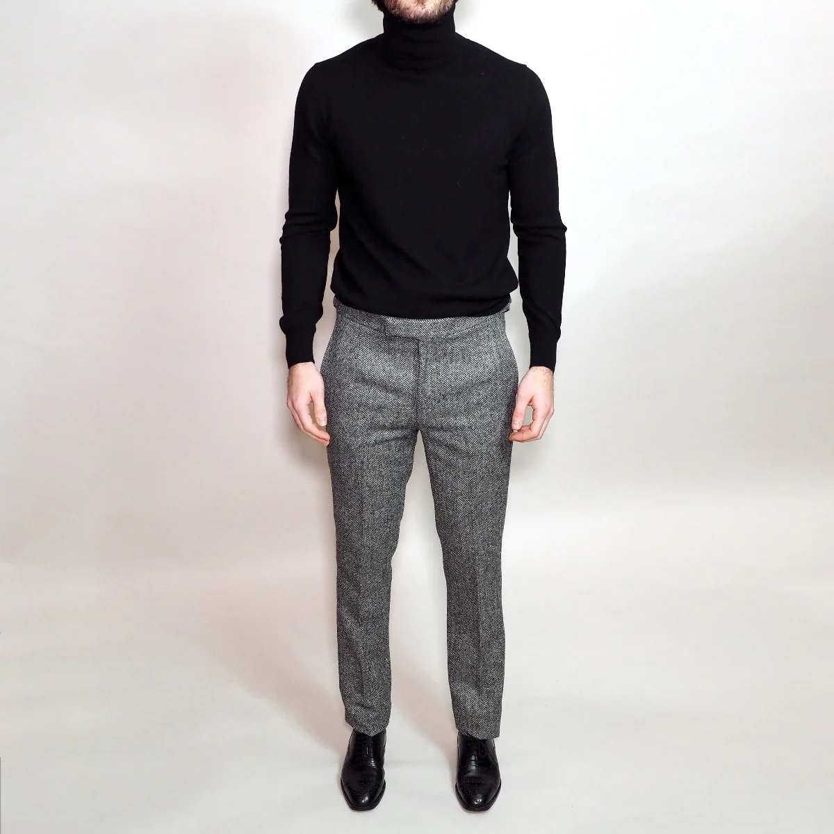 Trousers Style 13 11oz Shetland Herringbone In Grey - Image 3