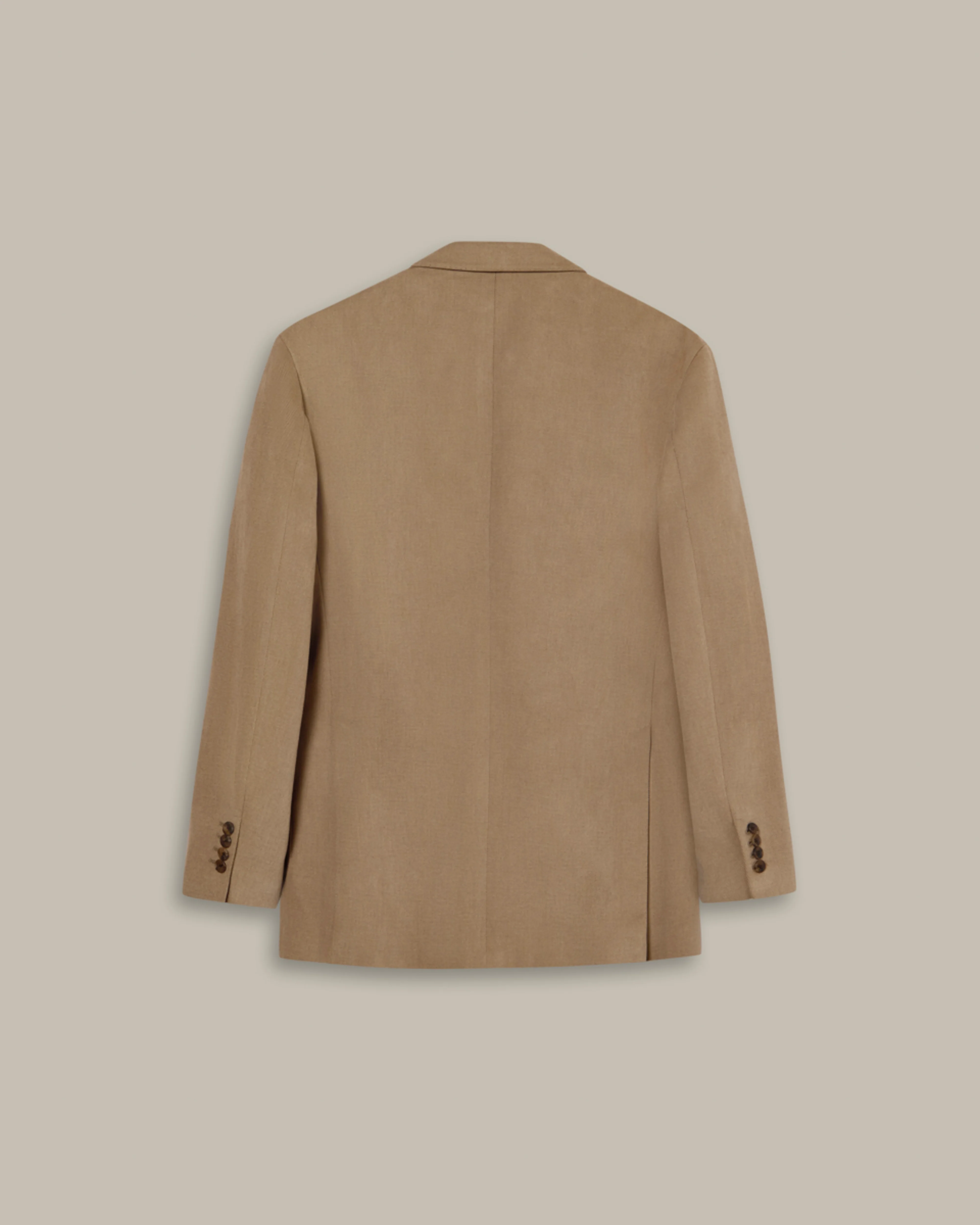 Unstructured Single Breasted Cotton Drill Suit in Taupe - Image 2