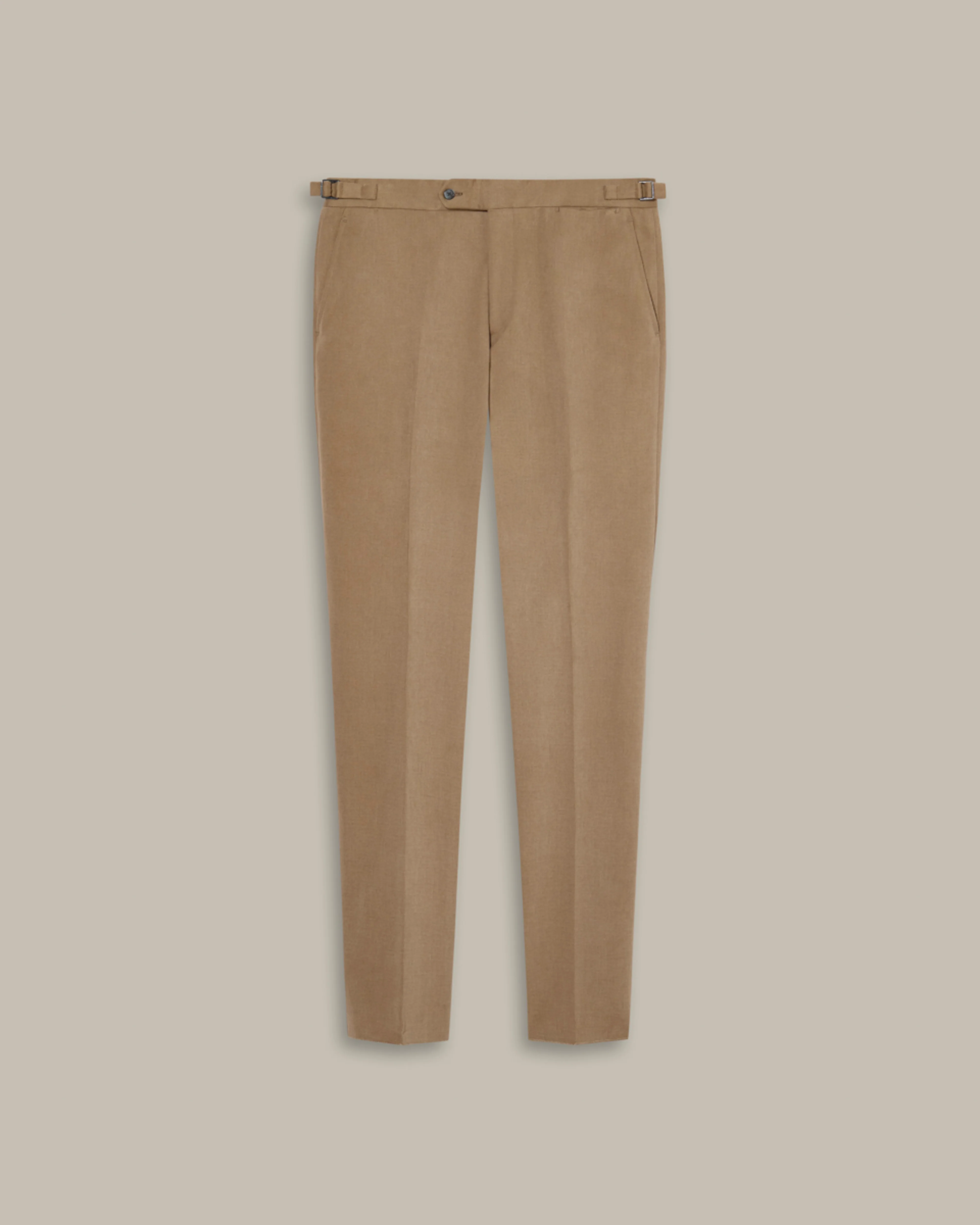 Unstructured Single Breasted Cotton Drill Suit in Taupe - Image 3