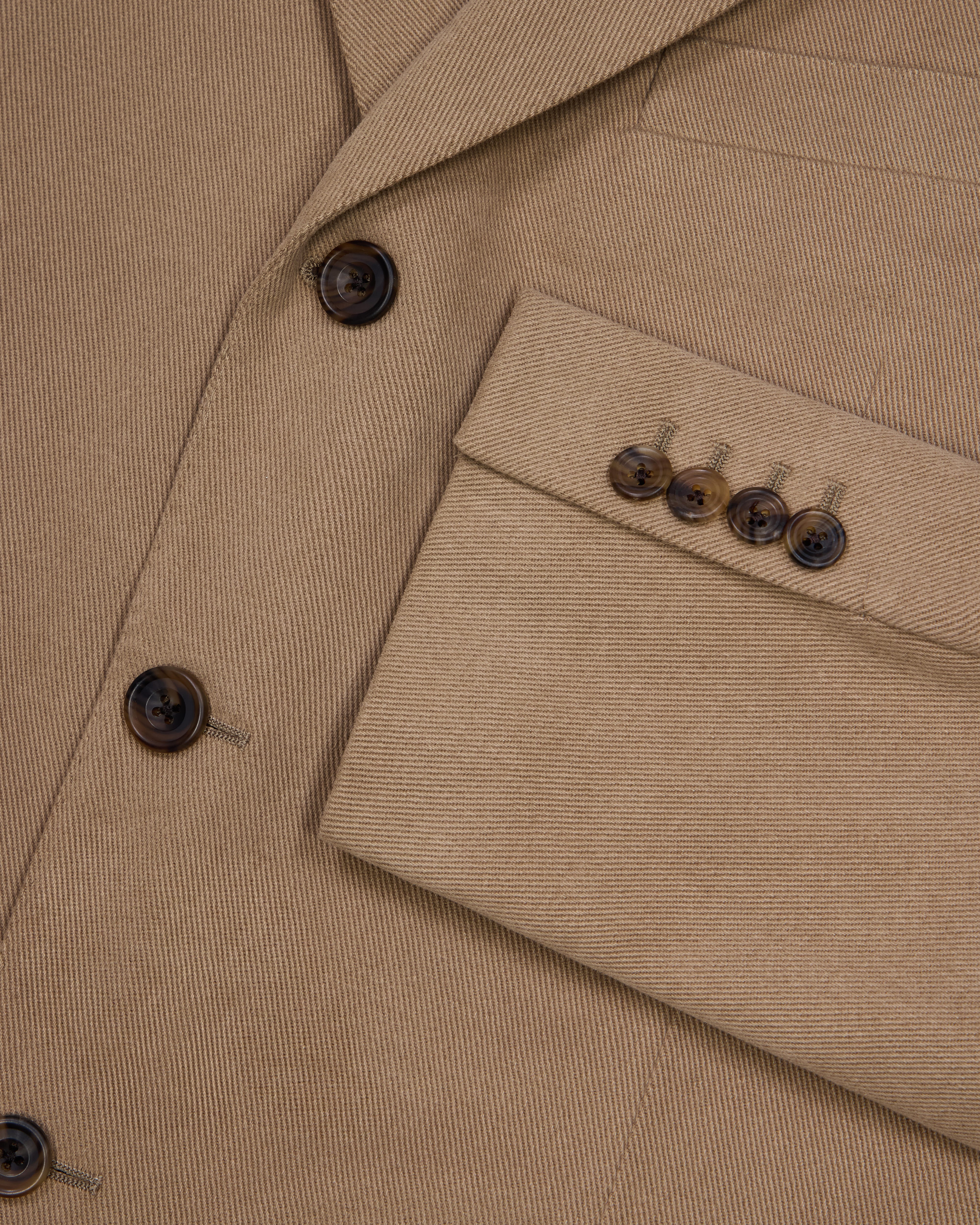 Unstructured Single Breasted Cotton Drill Suit in Taupe - Image 5