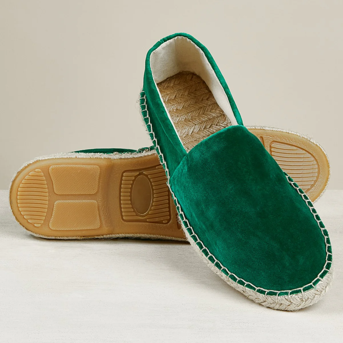 Velvet Espadrilles In Emerald - Image 3