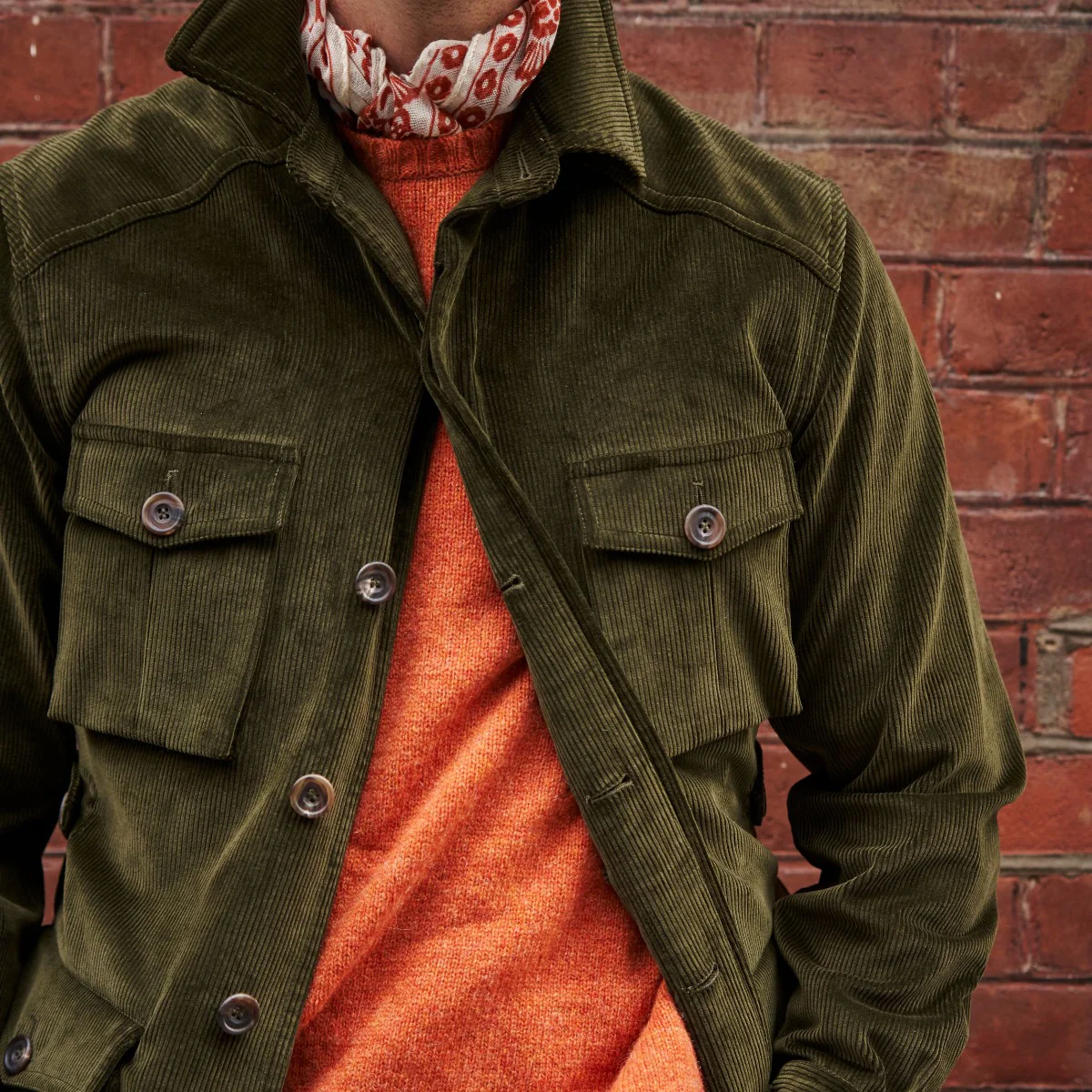 Wale Cord Travel Jacket in Dark Olive - Image 3
