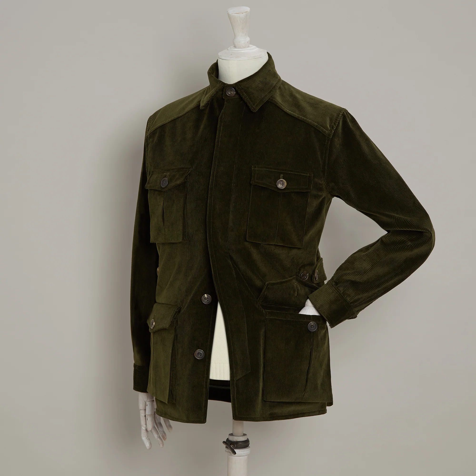 Wale Cord Travel Jacket in Dark Olive - Image 5