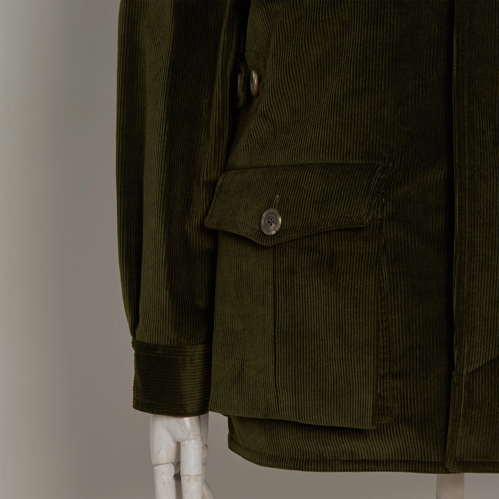 Wale Cord Travel Jacket in Dark Olive - Image 7