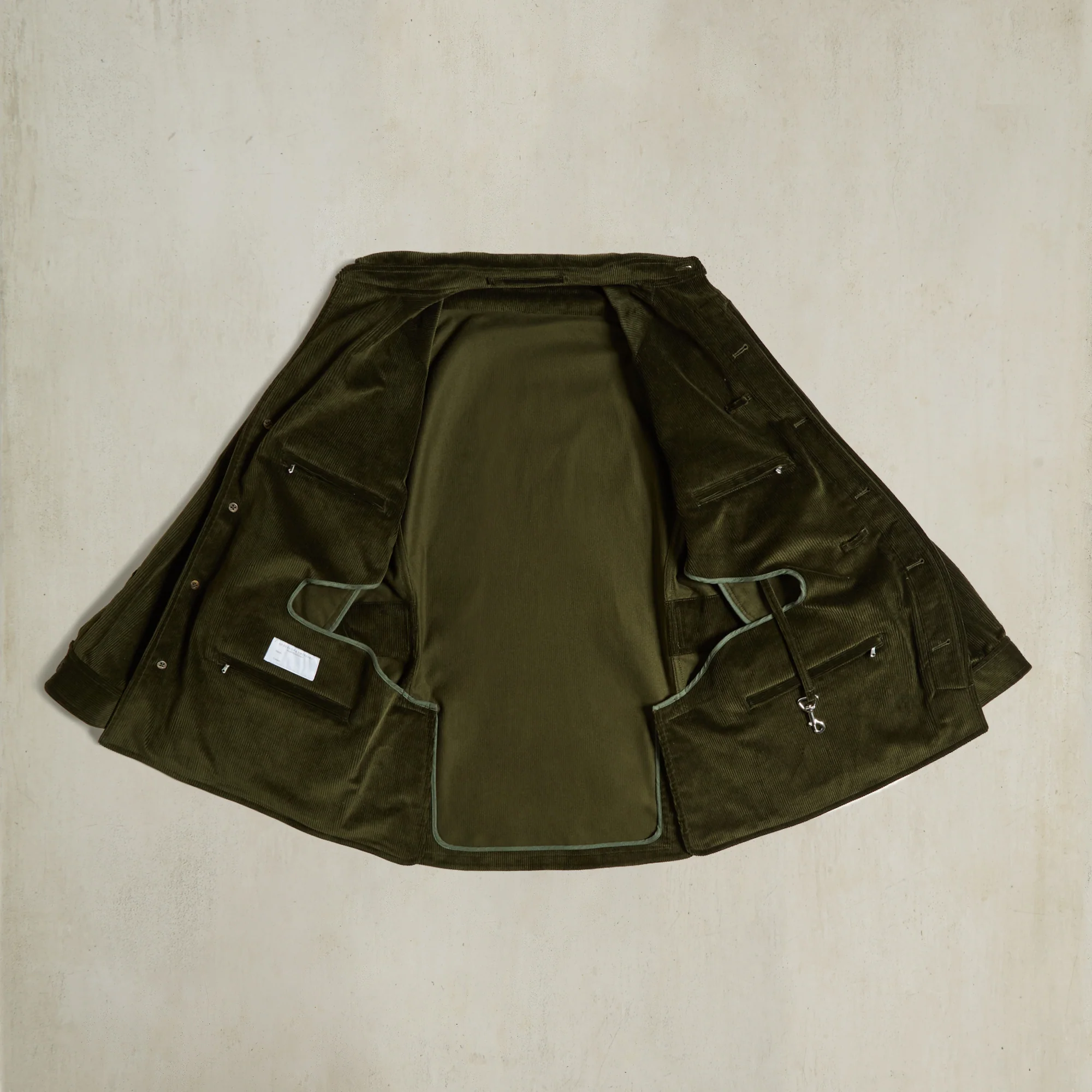 Wale Cord Travel Jacket in Dark Olive - Image 8